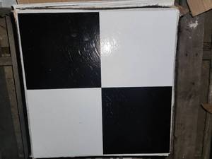 lot 126 image: 175sqft black and white checker peel and stick Vinyl tile flooring