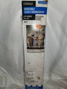lot 101 image: White 5ft-8ft wire adjustable closet kit