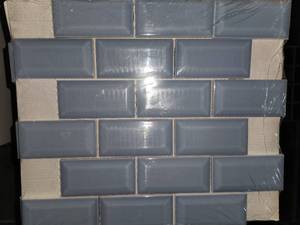 lot 130 image: 22 sheets Beverly blue bevel mosiac tile