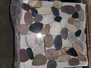 lot 166 image: 14 sheets mixed river pebble mosiac tile