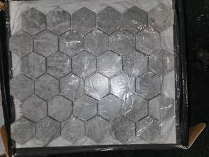 lot 176 image: 2 boxes everest grey hexagon mosiac tile