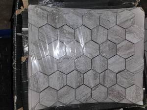 lot 180 image: 2 boxes nyon gray 2x2 hexagon mosiac tile