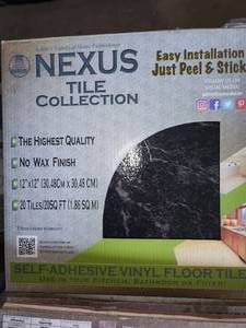 lot 236 image: 180sqft peel and stick black marble vinyl tile