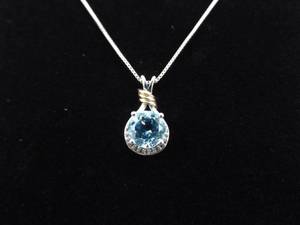 .925 Sterling Silver Faceted Topaz Crystal Vermeil Accented Pendant Necklace