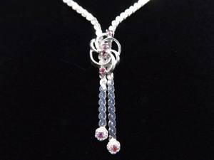 .835 Sterling Silver Ruby Chip Flower Necklace