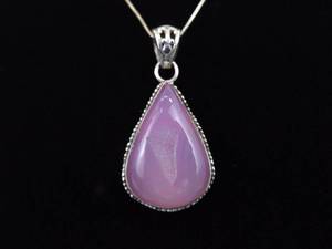 .925 Sterling Silver Pink Druzy Crystal Pendant Necklace