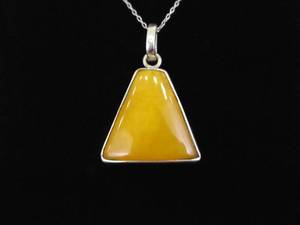 .925 Sterling Silver Yolk Amber Pendant Necklace