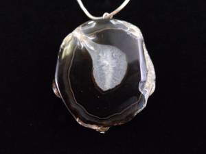.925 Sterling Silver Healing Crystal Agate Pendant Necklace