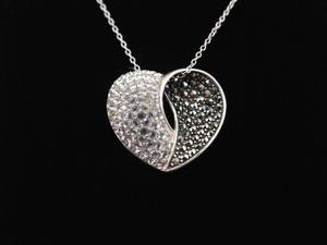 .925 Sterling Silver Crystal Heart Pendant Necklace