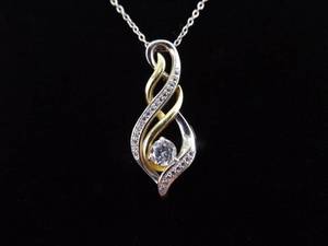 .925 Sterling Silver Gold Accented Infinity Crystal Pendant Necklace