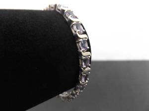 .925 Sterling Silver Amethyst Hugs and Kisses Tennis Bracelet