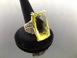 .925 Sterling Silver Peridot Crystal Vermeil Accented Ring Size 8