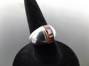 .925 Sterling Silver Garnet Ring Size 5