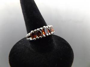 .925 Sterling Silver Garnet Ring Size 6