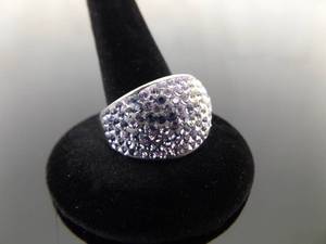 .925 Sterling Silver Multi Colored Amethyst Crystals Ring Size 8