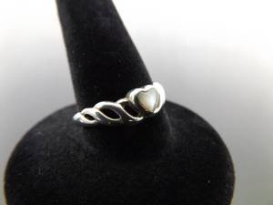 .925 Sterling Silver White Chrysoberyl Heart Ring Size 6.75