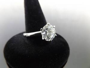 .925 Sterling Silver Faceted Zirconia Solitaire Ring Size 7