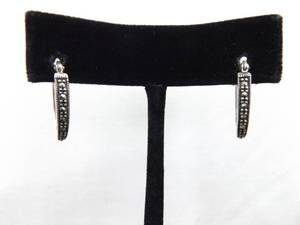 .925 Sterling Silver Art Nouveau Oval Hoop Hinged Hook Earrings