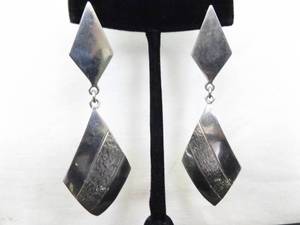 .925 Sterling Silver Large Designed Hook Earrings