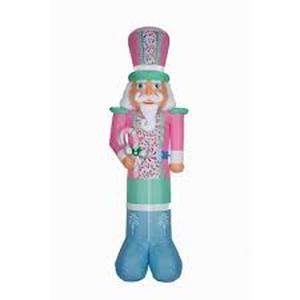 lot 7 image: Members Mark 10 Pre-Lit Inflatable Nutcracker-Pink