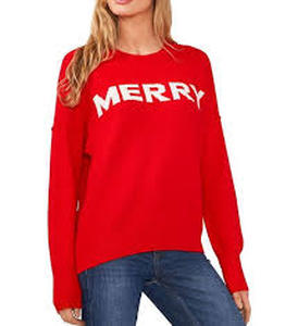 lot 26 image: Vince Camuto Womens Holiday Sweater-Bright Cherry Red Merry-Medium