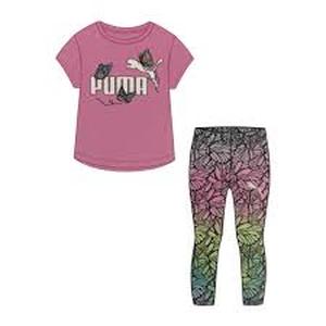lot 90 image: Pink MultiButterflies - Puma Girls 2 Piece Short Sleeve Top and Legging-2T