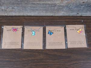 lot 181 image: Set of 4 Make a Wish Butterfly Necklaces