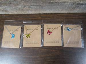 lot 182 image: Set of 4 Make a Wish Butterfly Necklaces