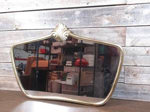 lot 218 image: 34 x 21 Gold Metal Framed Mirror-Threshold