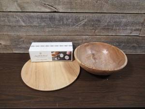 lot 220 image: Wooden Serving Bowl and Plate with Holiday Cookie Stamps