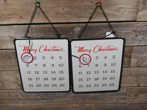 lot 222 image: Set of 2 Hearth and Hand with Magnolia Metal Advent Calendar with Santa Magnet
