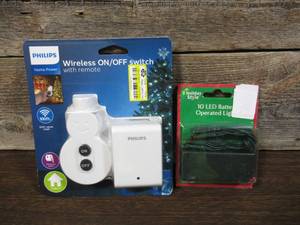 lot 228 image: Philips Wireless onoff Switch w Remote & 10 LED Battery Operated Light String