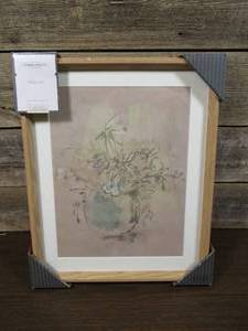 lot 252 image: 14 x 17 Antique Floral Matted Framed Wall Poster Under Glass - Threshold