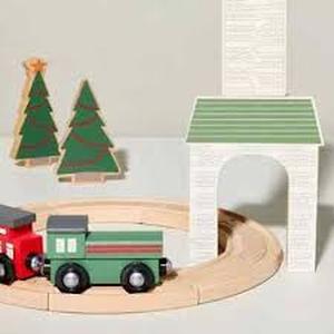 lot 227 image: Hearth And Hand With Magnolia Toy Christmas Train Station Playset 19pc