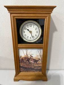lot 14 image: Hand Signed Terry Redlin Clock 17 Tall