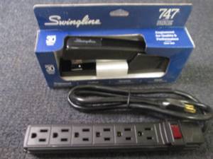 lot 13 image: Power Strip, Swingline Stapler...