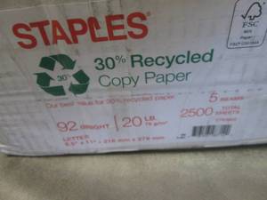 lot 31 image: Case of 2500 Staples Recycled Copy ...