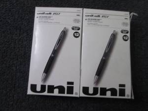 lot 63 image: 2- Black Retractable Gel Pens 12 Pa...