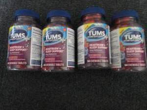 lot 120 image: 4- 54 ct Tums Heartburn Sleep Suppo...
