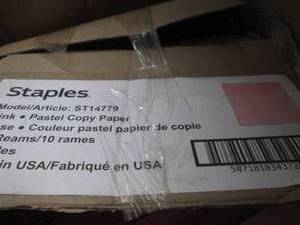 lot 266 image: Damaged Case of Staples Pink Copy P...