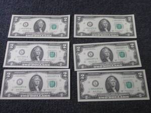 lot 291 image: 6 Sequential, Uncirculated $2 Bills...