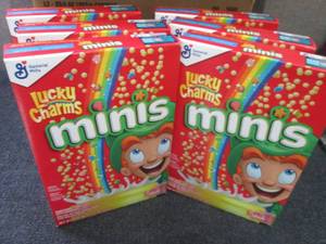 lot 437 image: 6- 10.5 oz Lucky Charms Minis...