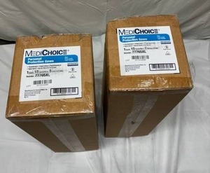 MSRP $208 - MediChoice PPE Gown - Blue Size XL Ref # 77765XL QTY 75 Lot of 2 (150 pcs total)