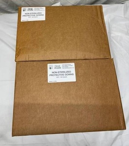 DWL Studios Non-Sterilized Protective Gowns - 1 Open Box Size One Size Ref # QTY 100 Lot of 2 (200 pcs total)