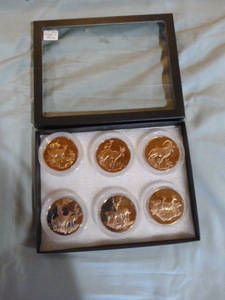 lot 157 image: 6 Franklin Mint Big Game Medals of East African Wild Life Society