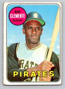 lot 9 image: Roberto Clemente 1969 Topps #50 Vintage Baseball Card