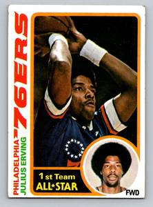 lot 24 image: Julis Erving 1978 Topps #130 Vintage Basketball Card
