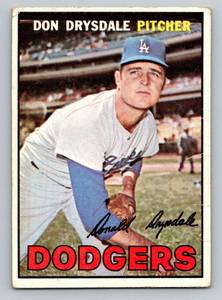 lot 65 image: Don Drysdale 1967 Topps #55 Vintage Baseball Card
