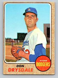 lot 71 image: Don Drysdale 1968 Topps #145 Vintage Baseball Card
