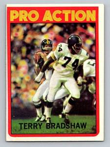 lot 74 image: Terry Bradshaw 2nd Year 1972 Topps In Action #120 Vintage Football Card
